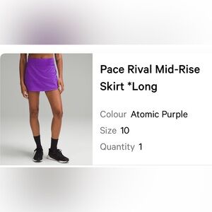 Lululemon mid rise long pace rival size 10 atomic purple. 14”